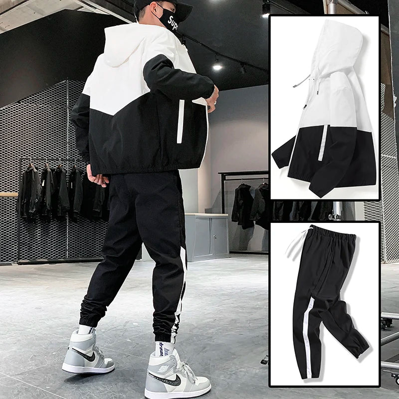 2025 Men Tracksuit Casual Joggers Hooded