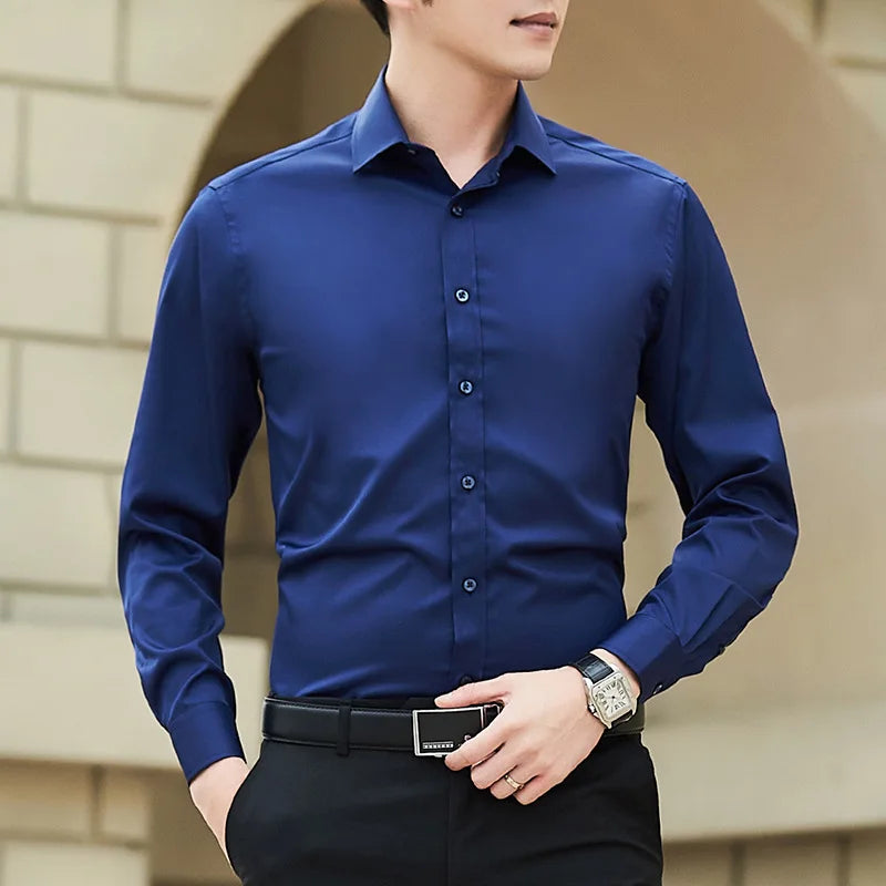 Plus Size Solid Color Business Shirt