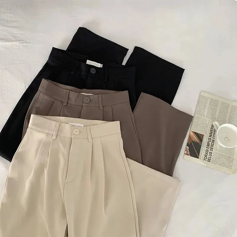 High-Waist Loose Straight-Leg Trousers