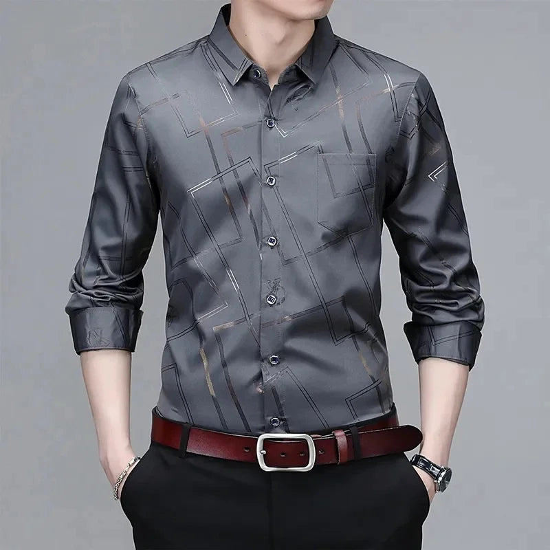 Men's Wrinkle-Free Printed Shirt