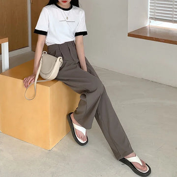 High-Waist Loose Straight-Leg Trousers