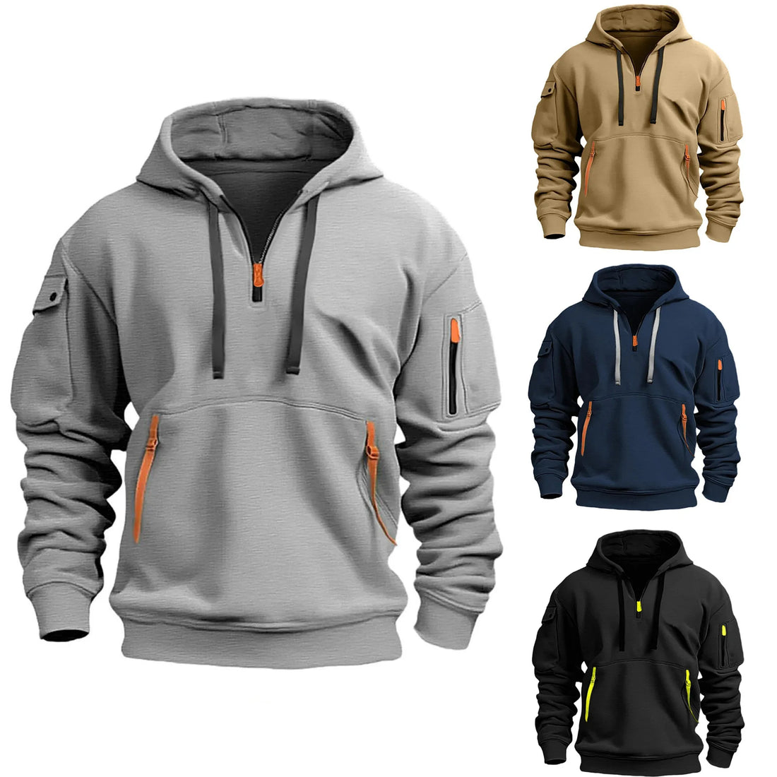 Multi-Pocket Fleece Hoodie