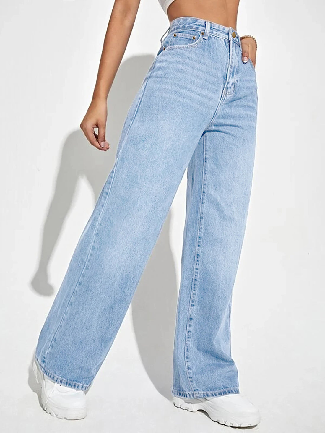 High-Waist Wide-Leg Denim Jeans